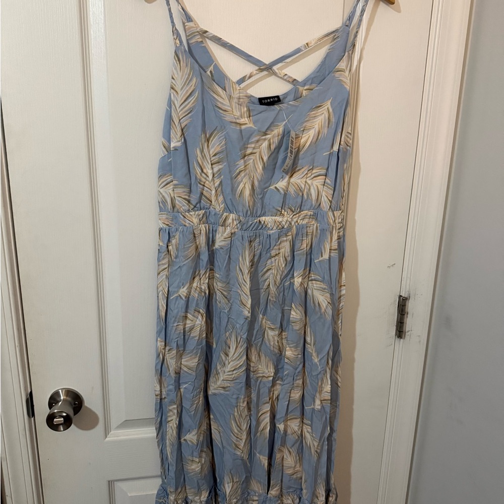 NWT Torrid blue Feather Print Women's Dress size 14/16